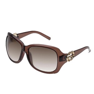 Brun Gucci Lunettes De Soleil Détail De Verrouillage De Bambou